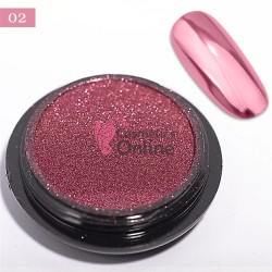 Pigment Metalic Mirror Effect pentru Gel UV sau Acril, NADP014VV Rose Red + 2 aplicatoare